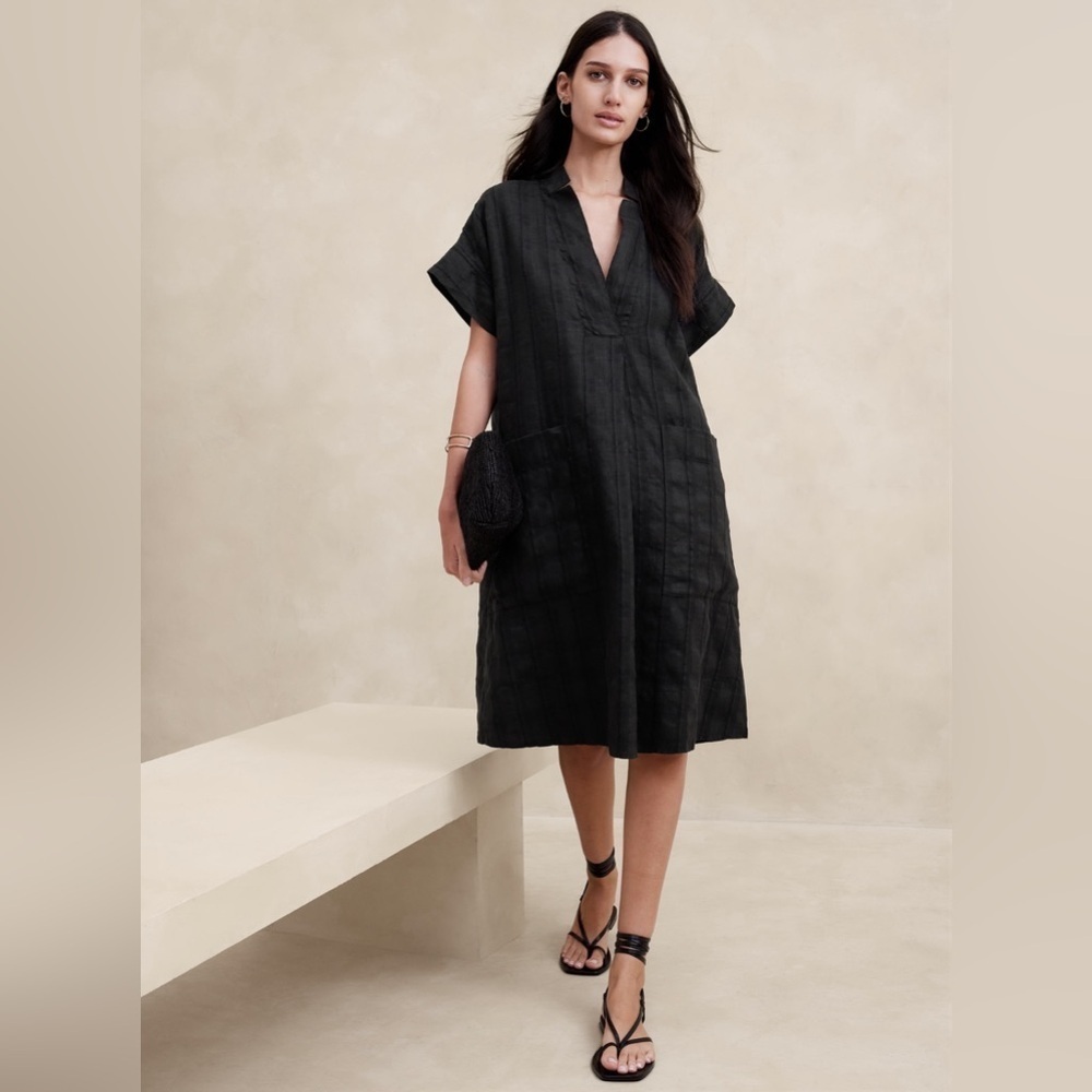 Banana Republic Black Midi Shirt Dress